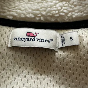 Vineyard Vines Women’s S Ivory Full Zip Vest Pockets Logo Sherpa Solid thumbnail 4