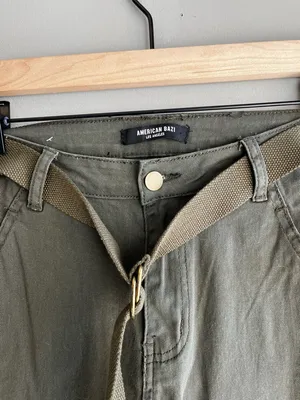American Bazi Women’s Olive Cargo Pants with Belt thumbnail 3