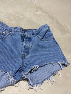 Levi's 501 Distressed striped Denim Shorts blue 30 thumbnail 3