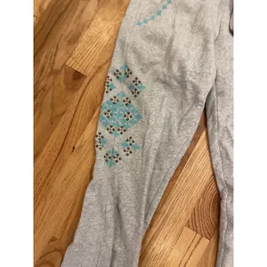 LUCKY BRAND XS Gray Lotus Joggers Turquoise‎ Studded Sweatpants thumbnail 3