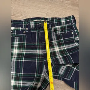 American Eagle Outfitters Green and Blue Plaid Bootcut Pants thumbnail 7