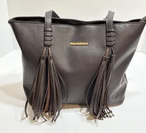 Montana West Large Tasseled Brown Tote Bag thumbnail 1