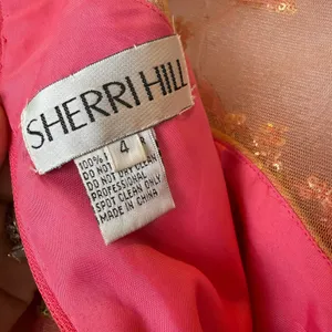 Sherri Hill‎ Sequin Embellished Tulle Party Dress Girls Pink Gold Cap Sleeve thumbnail 6