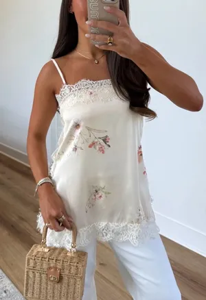 White Floral Satin Lace thumbnail 1