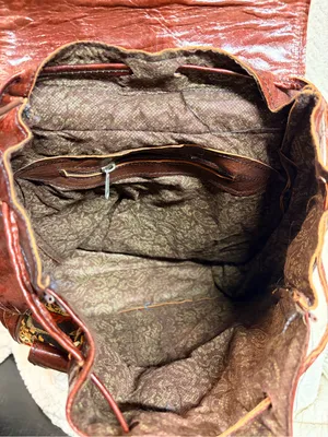 Vintage Vrai Cuir Leather‎ Tapestry Backpack - Boho Moroccan Handcrafted Bag thumbnail 3