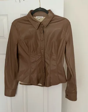 Heartloom Delancey Top In Coco-Faux Leather- Sz Small thumbnail 1