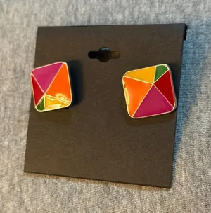 Colorful Geometric Earrings Red thumbnail 1