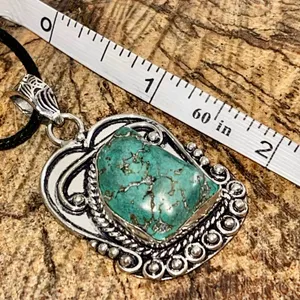 Blister Stabilized Turquoise Pendant 2” Blue thumbnail 7