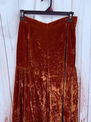 Free People Women’s 0 Say La Vie Velvet Flare Bell Bottom Wide Leg Cinaber Pants thumbnail 1