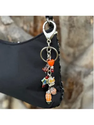 NEW One of a Kind Harvest Moon Owl Handmade Beaded Bag Charm Keychain (#43) thumbnail 3