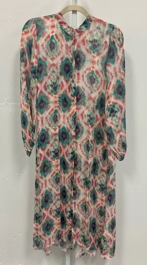 NWT Aldo Martins Capjuluca Greta Ikat Midi Dress Multi Color Button Front Size L thumbnail 1
