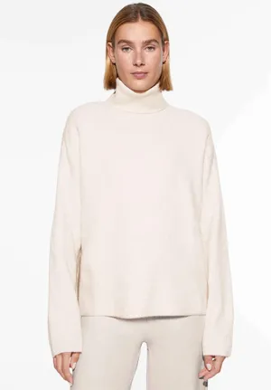 Oysho ribbed asymmetric high neck turtleneck knit sweater thumbnail 4