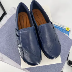 Rockport Daisey Slipon Womens 7N Navy Blue Leather Perforated Loafers CH4056‎ thumbnail 4