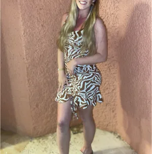 SheIn Brown and White Zebra Print Dress With Drawstring thumbnail 6