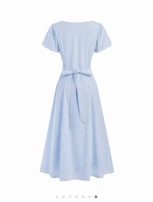 Blue Striped Cider Dress thumbnail 2