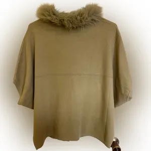 Y2k matcha green faux fur poncho shawl thumbnail 2