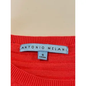 Antonio Melani Lightweight Sweater Size S Orange Sheer Stripe 100 Percent Cotton thumbnail 5