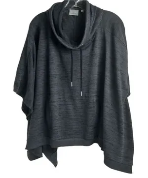 Athleta Women's Gray Hooded Poncho‎ Sweatshirt Pullover Size S thumbnail 1