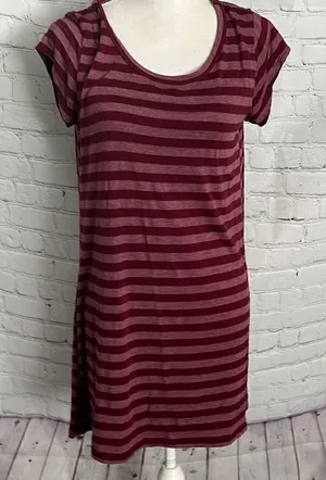 Billabong Dress - Cotton Burgundy Striped - L thumbnail 1