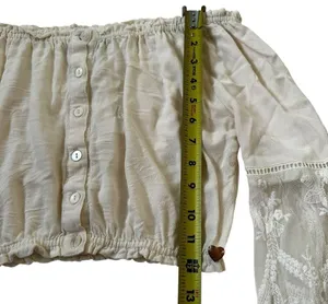 Kendall & Kylie Ivory Boho Bohemian Embroidered Crop Top Women Sz Small | 42-23 thumbnail 7
