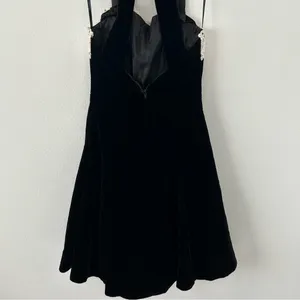 Jessica McClintock Gunne Sax Black Red Velvet Skater Dress thumbnail 2