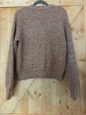Abercrombie & Fitch Chunky Knit‎ Crewneck Sweater Brown White Size S Oversized thumbnail 5