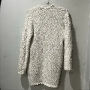 Altar'd State long open‎ front Fuzzy sweater Ivory White Small Cotton Acrylic thumbnail 6