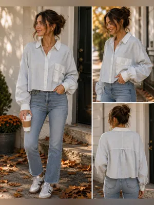 Madewell Women’s Striped Oversized Button-Up Shirt Size L White Blue Cotton thumbnail 2