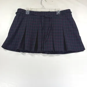 Hollister Plaid Pleated Skort Navy Red Grid Mini Skirt XL School Girl Academia thumbnail 2