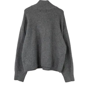 Old Navy Women's Gray Ribbed Knit Quarter Zip Sweater Size Medium Preppy thumbnail 4
