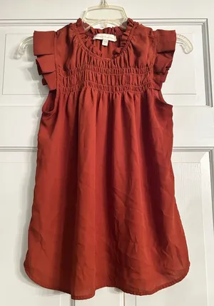Monteau Rust Ruffle Sleeve Blouse thumbnail 1