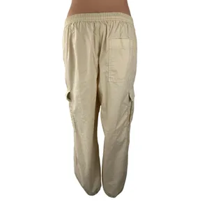 Uniqlo Women's Cream High Waisted Baggy Relaxed Utility Cargo Trousers Pants M thumbnail 4