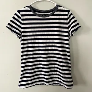 GAP navy blue white striped short sleeved vintage‎ t-shirt cotton top summer thumbnail 1