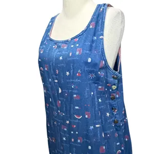 Vintage Koret‎ City Blues Petites Denim Dress Blue Novelty Patriotic Picnic Sz M thumbnail 2