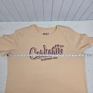 Carhartt Peach T-Shirt with‎ Maroon Logo Size XL thumbnail 3