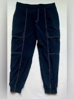Athleta Dark Blue Jogger Track Pants with Contrast Stitching Size 16 thumbnail 7