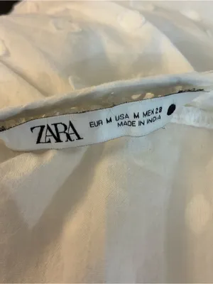 Zara White Swiss Dot Embroidered Lace Boho Babydoll Tunic Dress Medium thumbnail 4