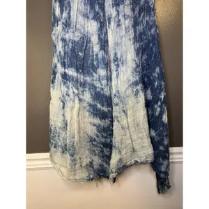 Rose & Rose Shawl Womens 2 Blue Crinkle Open Front Beaded Boho Kimono Duster thumbnail 3