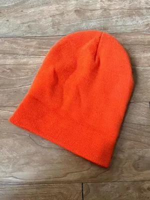 Orange Knit Beanie Hat thumbnail 2