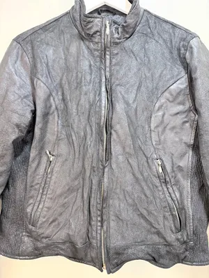 Wilsons Leather Maxima Leather Moto Jacket Textured Crinkle Vintage M/L thumbnail 2