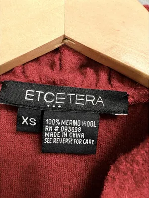 Etcetera Red 100% Merino Wool Ruffle Trench Coat Jacket XS Flawed /Repair Needed thumbnail 9