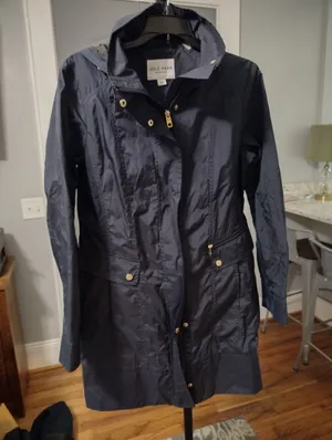 Cole Haan Signature Navy Hooded Trench Coat thumbnail 1