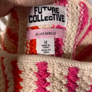 Future Collective Alani Noelle Knit Crop Top Yellow Pink Red Medium thumbnail 2
