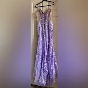 Sherri Hill‎ Lavender Sequin Beaded Mermaid Style Open Back Prom Corset Dress 14 thumbnail 13