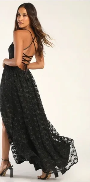 LULU's Sexy Floral Embroidered Prom Wedding Formal Event Corset Back Maxi Dress thumbnail 1