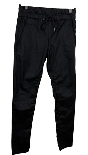 Flog Shely Pants Womens 25 Black Grid Drawstring Waist Pockets Made in Israel thumbnail 1