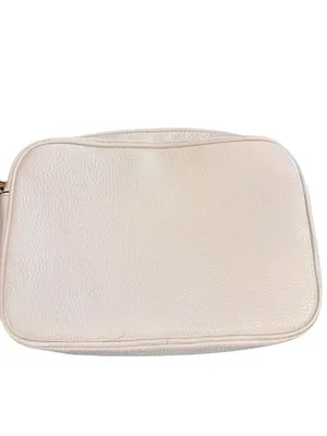 Michael Kors White Pebbled Leather Crossbody Bag Gold Tone Hardware Chain Purse thumbnail 4