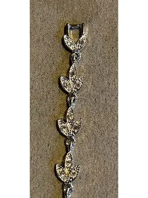 Vintage 80s Napier Silver Tone Leaf Link Tennis Bracelet USA thumbnail 8
