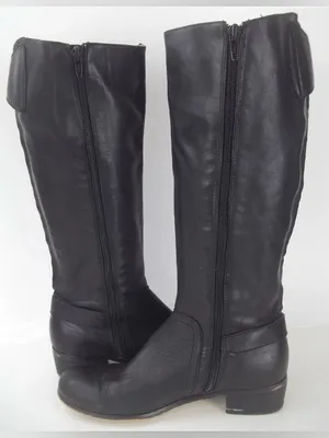 Corso Como Womens Boots Tall US 7 M Black Leather Zip Buckle Riding thumbnail 4