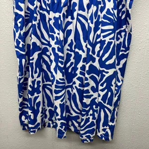 H&M Babydoll Midi Dress Womens XL Smocked Beachy Coastal Nautical Travel Island thumbnail 8